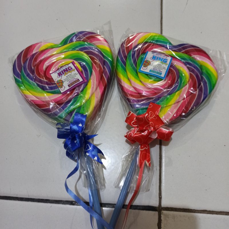 Permen Lolipop King Candy Warna Warni Love Besar 11.5cm -12cm