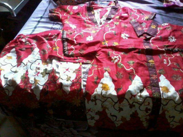 Couple Batik 186 Sarimbit Wanita Setelan Rok + Blouse Seragam Keluarga Katun (harga Terpisah)