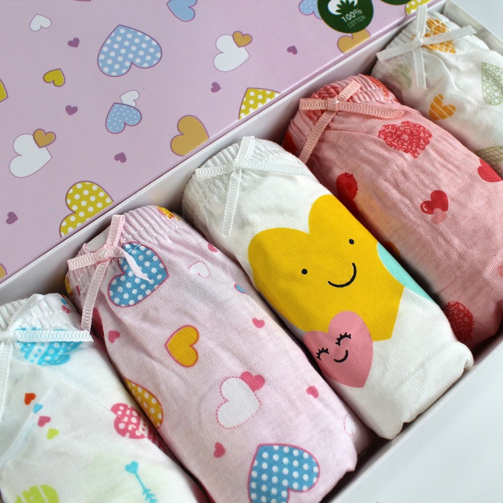 SET Celana Dalam Anak Perempuan 5 Pcs Kotak Celana Dalam Anak Cewek katun Impor Kolor Anak Cewe Love