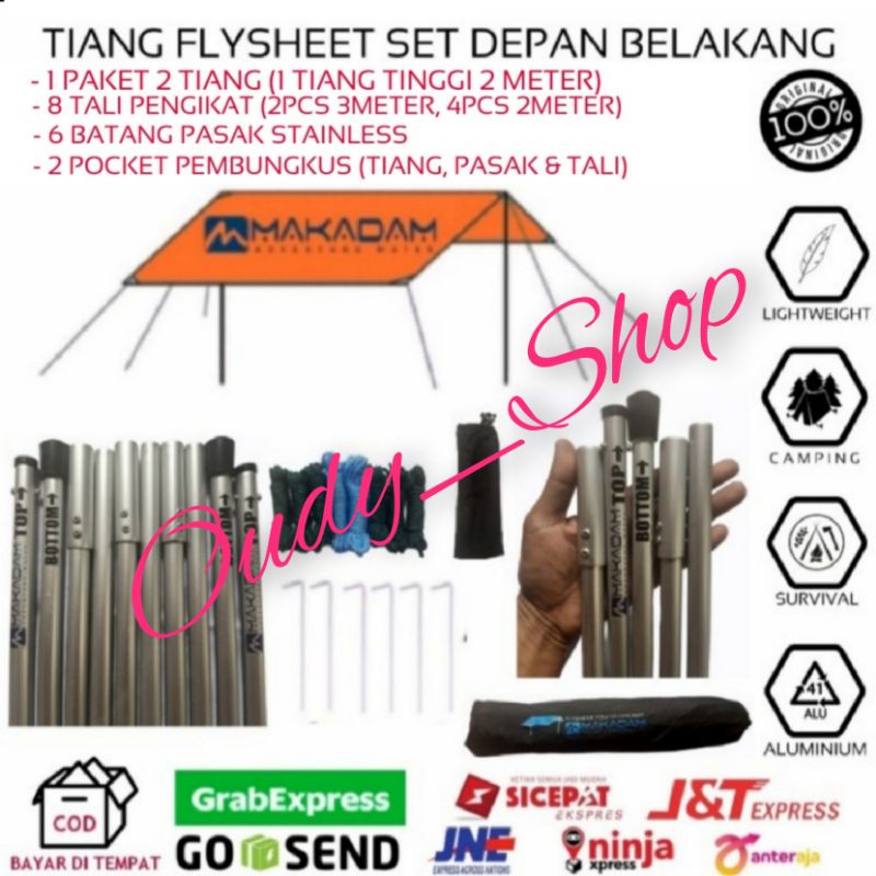 Tiang Flysheet Tenda Tiang Bendera Camping Tiang Aluminium Flysheet Pole Ultralight