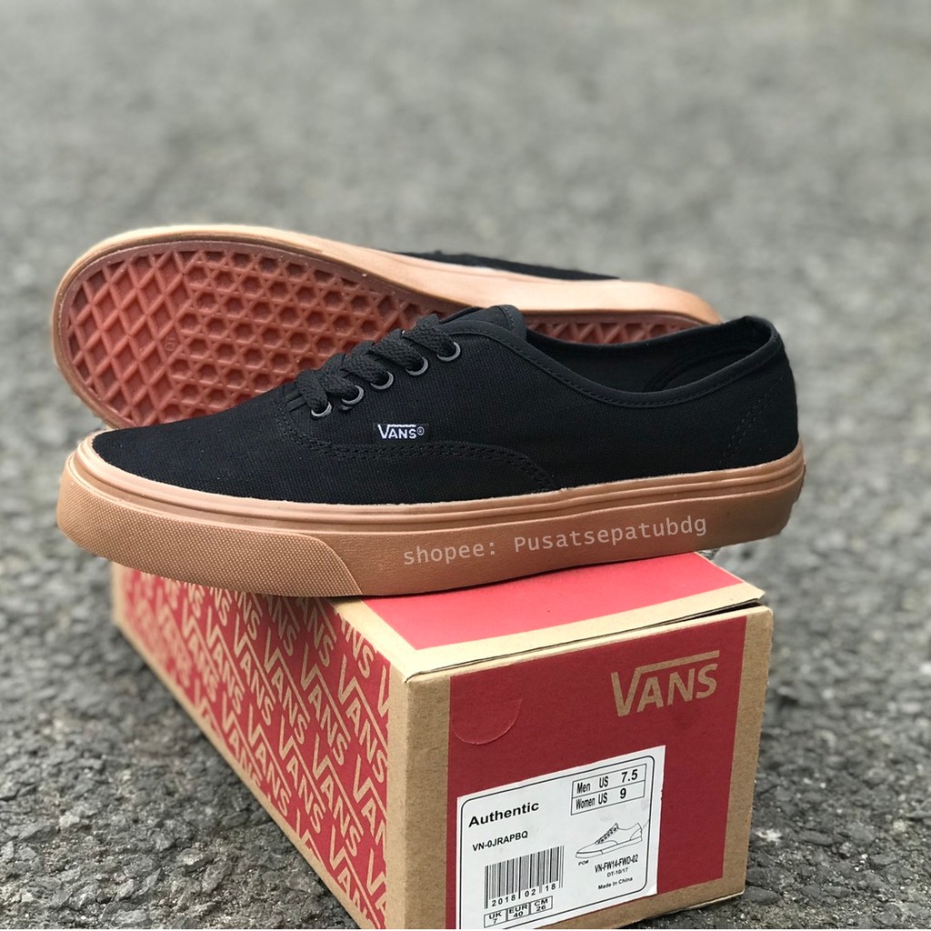 VANS AUTHENTIC BLACK GUM HITAM COKLAT