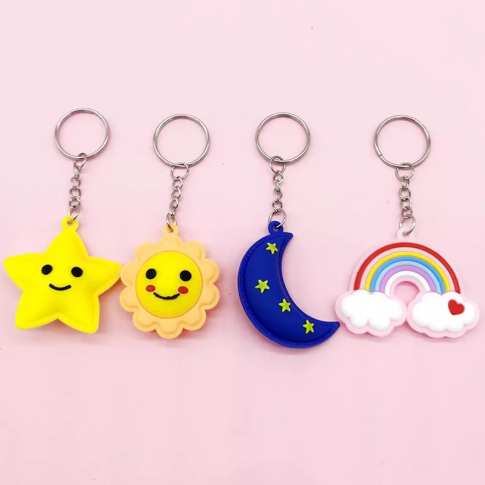 GANTUNGAN KUNCI BULAN BINTANG // Ganci Karakter Bulan Bintang Bunga Pelangi Rainbow Lucu | Gantungan tas | Bag Charm | Souvenir Murah | Keychain | COD