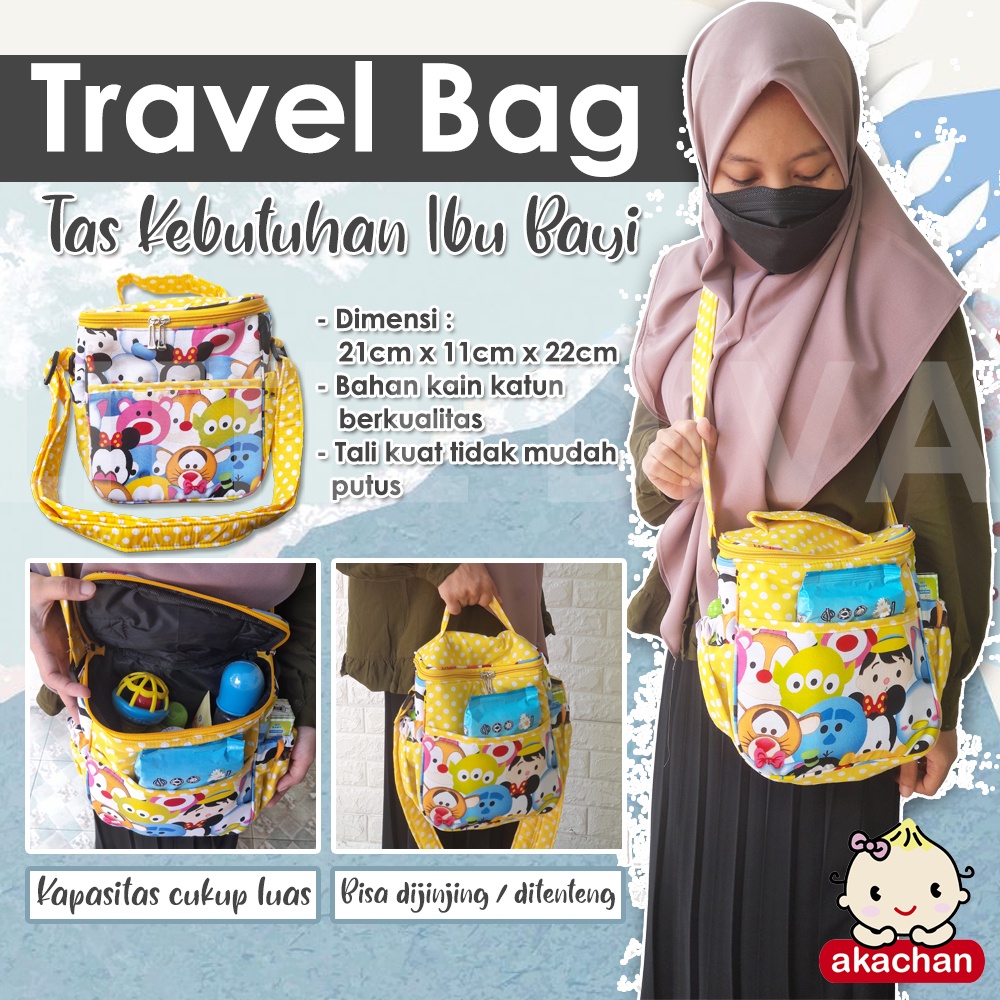 TRAVEL BAG AKACHAN - Tas Kebutuhan Ibu &amp; Bayi Praktis Motif Menarik Tanpa Ribet