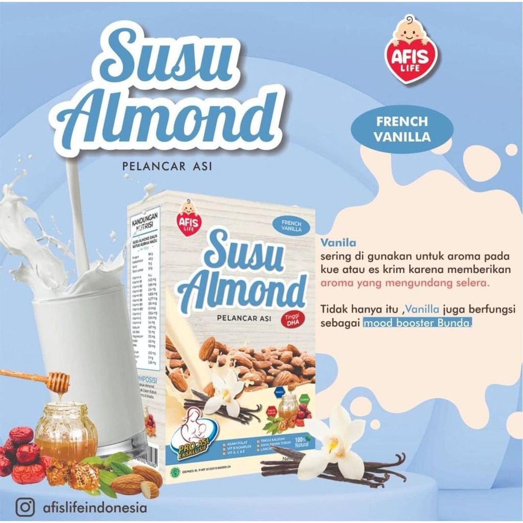 AFIS LIFE Susu Almond Booster ASI PELANCAR ASI 200gr SUSU UNTUK BUSUI MELANCARKAN ASI kacang almond