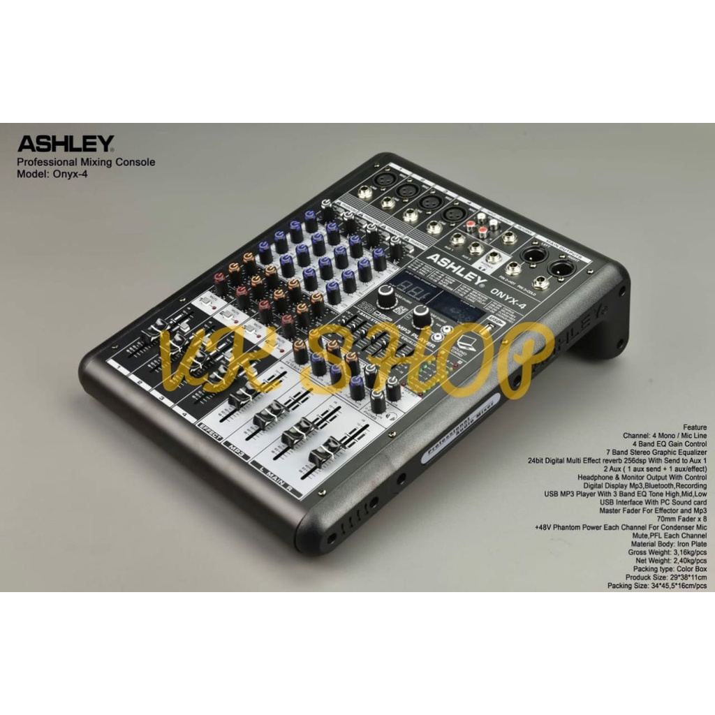 NEW MIXER AUDIO ASHLEY ONYX 4 / ONYX4 USB BLUETOOTH RECORDING