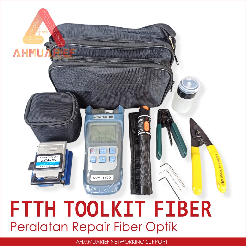 Toolkit Tool Kit Alat Perlengkapan Fiber Optic Optik Stripper Cleaver VFL OPM