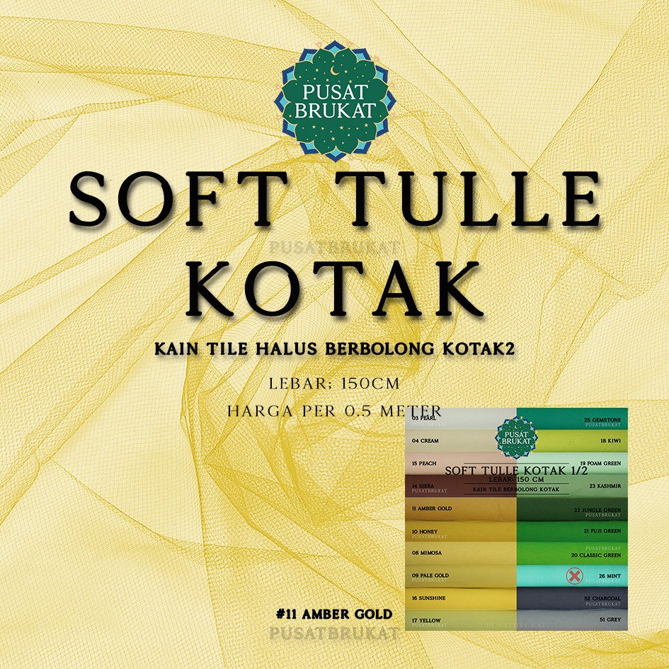 KAIN TULLE KOTAK 1/2 - KAIN TULE / TILE SOFT &amp; HALUS BERBOLONG KOTAK POLOS [harga per 0.5m]