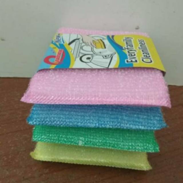 EM  Spon Busa Cuci piring panci Serbaguna set 4pcs Colorful