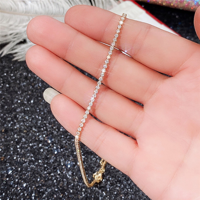 Kalung Rantai Choker Hias Full Paved CZ Berkilau Serbaguna Untuk Wanita