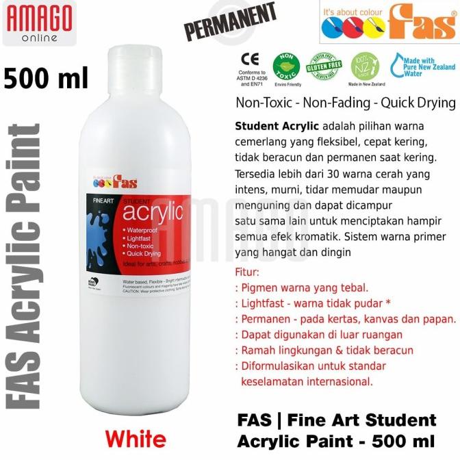 

PROMO FAS - STUDENT ACRYLIC PAINT - 500 ML - WHITE/CAT AKRILIK SET/CAT AKRILIK SET 24 WARNA/CAT AKRILIK PASTEL/CAT AIR/CAT AIR LUKIS SET/CAT AIR GIOTTO/KUAS LUKIS 1 SET/KUAS LUKIS KECIL/KUAS LUKIS LENGKAP/KANVAS LUKIS/KANVAS LUKIS SKETSA/KANVAS LUKIS