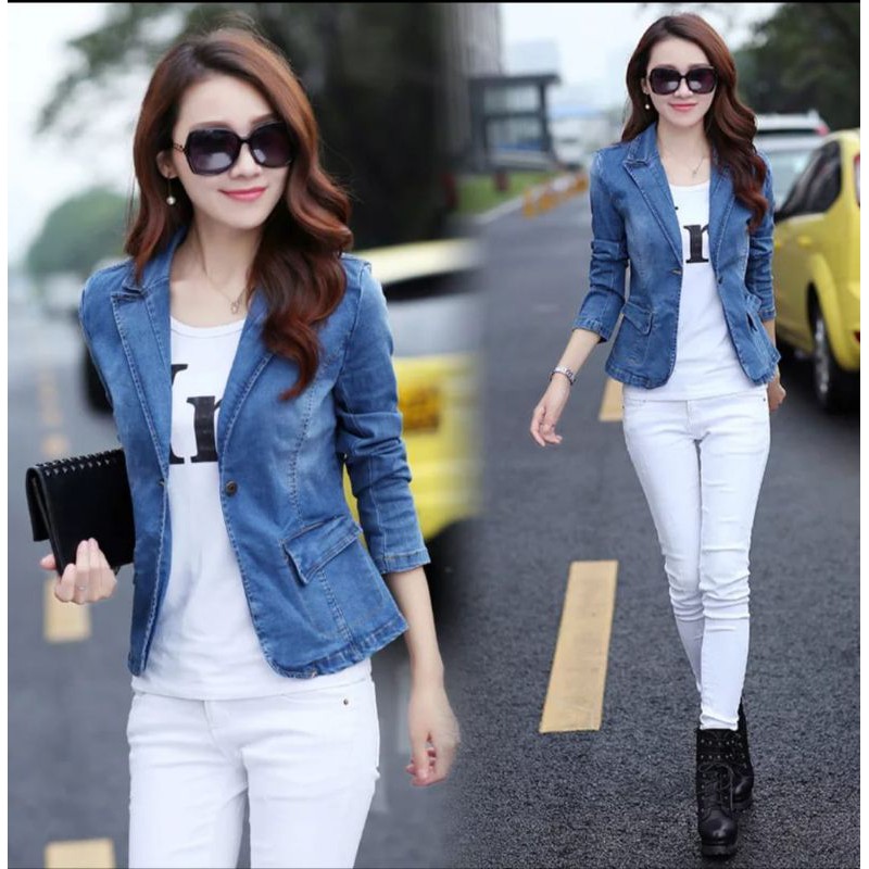 JAKET JEANS MANTEL WANITA/BLAZER JEANS WANITA