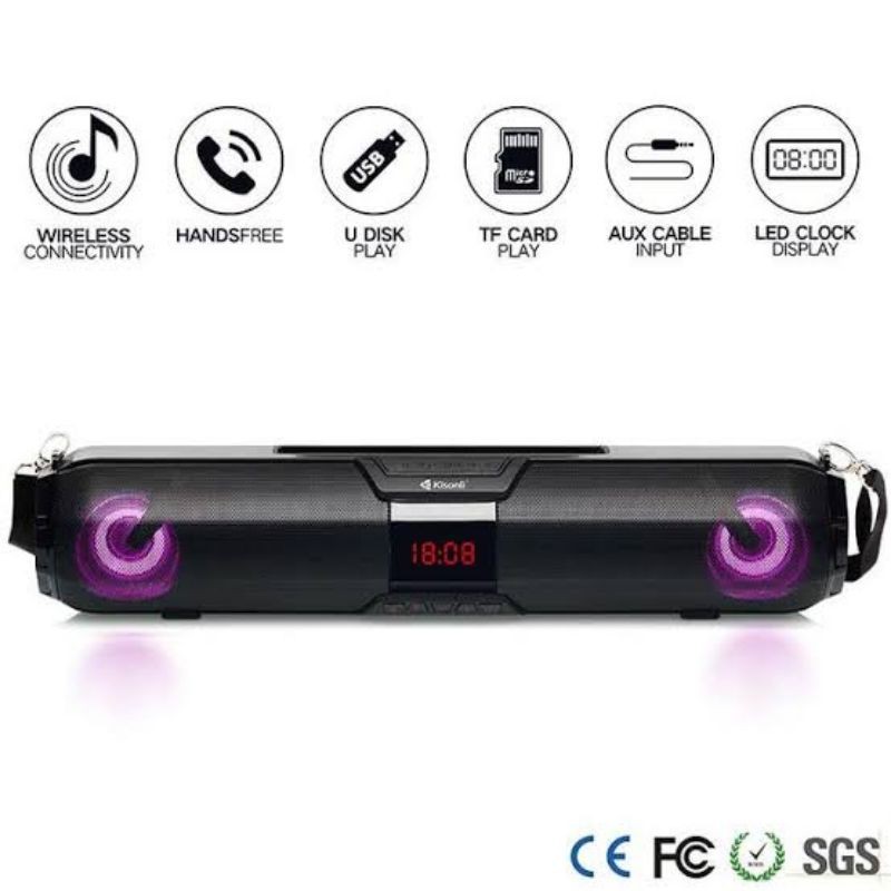 Speaker Bluetooth Kisonli LED 900 LED900 LED-900 Super Bass Micro SD USB FM Radio