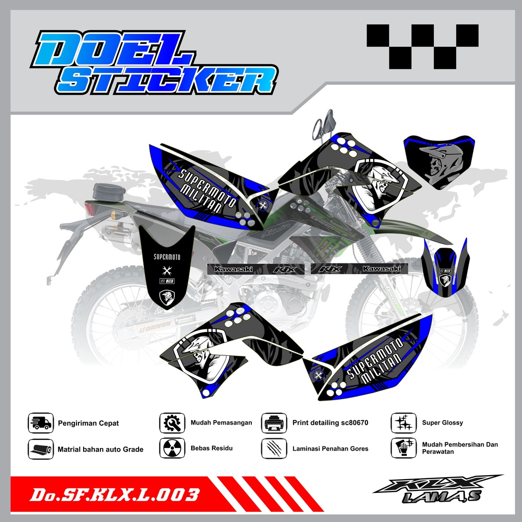 Sticker Striping Honda KLX L , S Lama List Variasi Hologram , Crome Doel 003