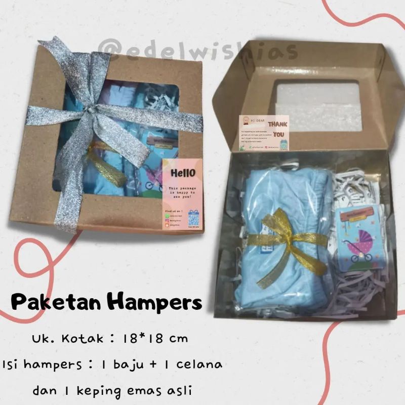 

paket hampers isi pakaian 1 stel dan emas murni asli
