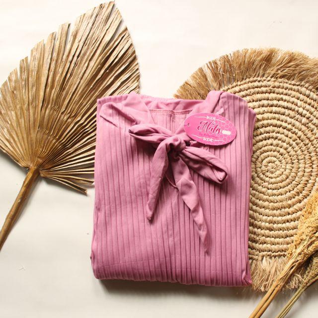 GAMIS PLISKET PITA MAYUNG JUMBO/ GAUDI  LONG DRESS PLISKET/ GAMIS DASI-Dusty pink