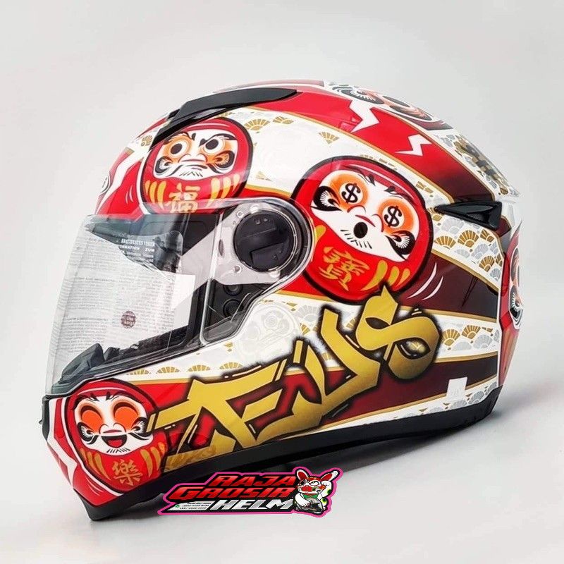 Jual Helm Zeus White Al Red Original Helm Touring Zeus Daruma Red White Helm Zeus Zs