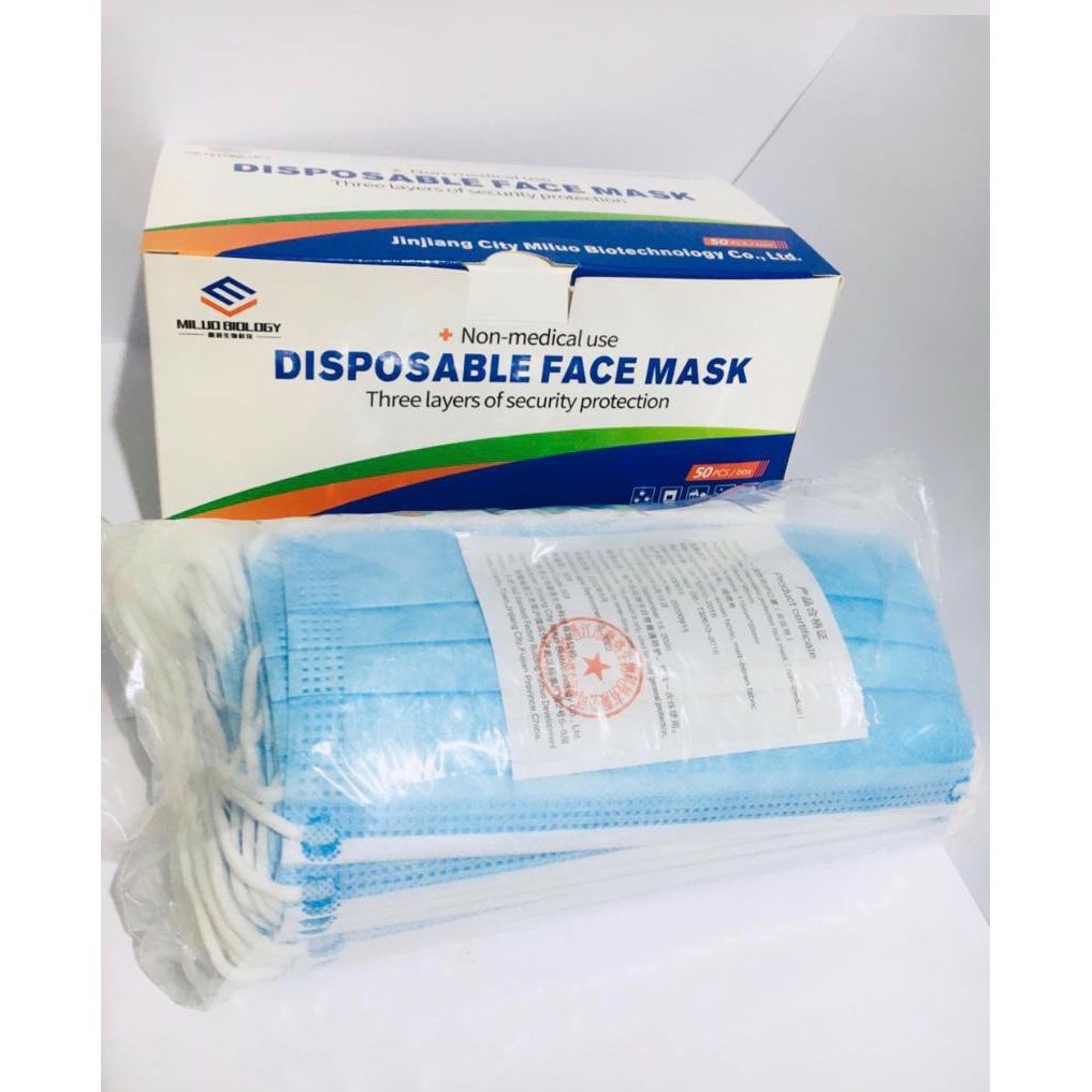 ( Fy ) PROMO!! Masker 3 PLY 1 box masker Earloop Biru kesehatan murah berkulitas