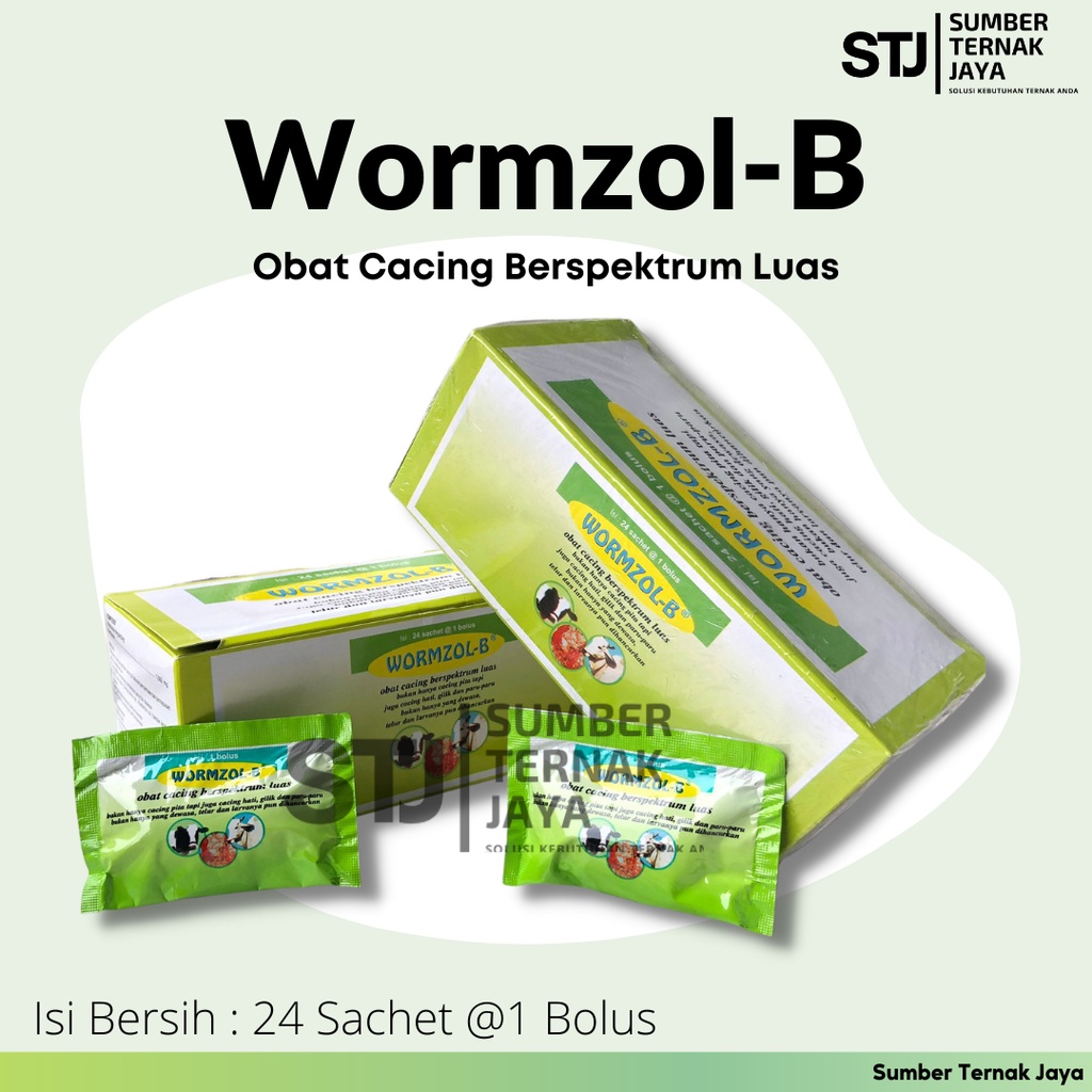 Jual Wormzol-B 1 Box Isi 24 Sachet @1 Bolus Kemasan Bolus Obat Cacing ...