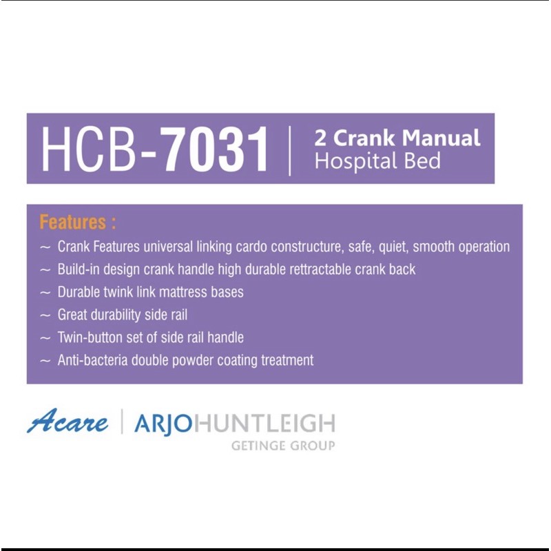 RANJANG PASIEN 2 CRANK HCB-7031 ( MANUAL )