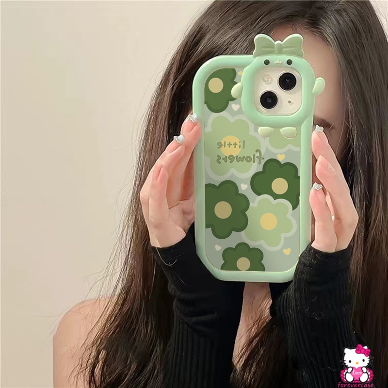 Case Motif Bunga Hijau 3D Untuk Vivo Y35 Y22 Y12i Y15 Y21 Y15s Y15A Y01 Y50 Y30 Y17 Y20 Y33S Y21S Y12s Y12s Y21S Y20S Yt Y21S Y21Tn-21T Yt1