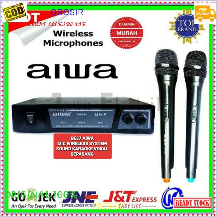 G37 Aiwa naiwa mic karaoke wireless system mik wireles sepasang dual mikrophone profesional pro suar