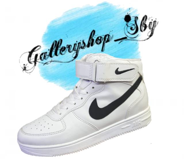 Sepatu Nike Force High Import Premium Vietnam FullWhite Silver Gold Black Putih Sneakers Berkualitas