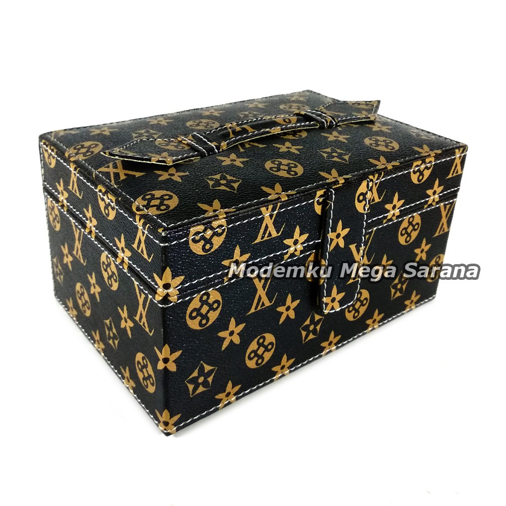 Kotak Box Perhiasan Kalung Gelang Cincin &amp; Aksesoris 21x14x11 cm Vinyl - Coklat Free Gunting kuku