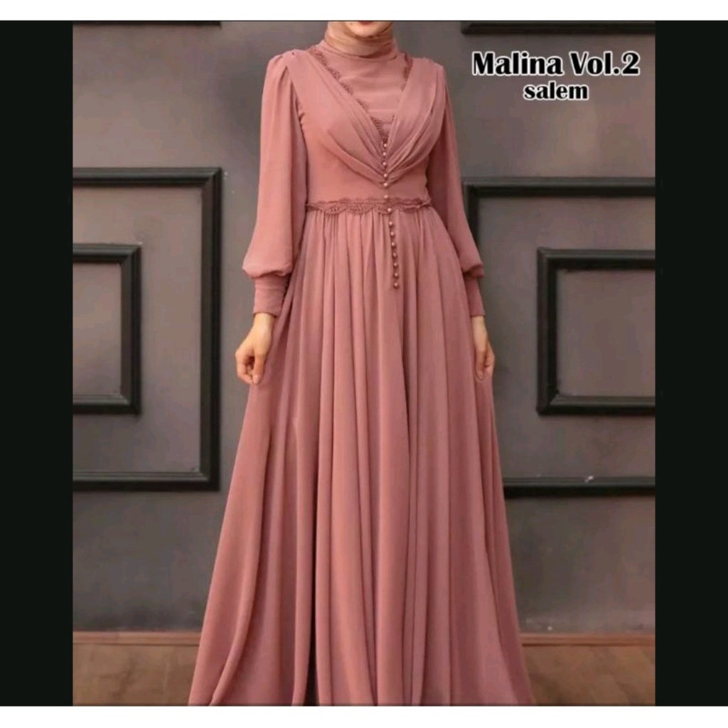 baju Gamis Gaun Dress muslim pesta lamaran kondangan pengajian wisuda reamaja terbaru 2022 lebaran b