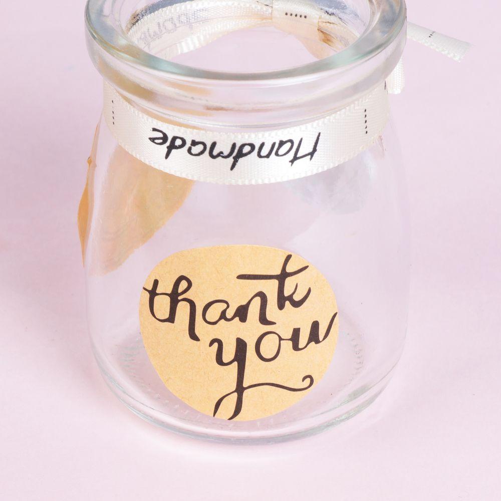 Wonder 12pcs/lembar 3.5cm &quot;Thank You&quot; Label Stiker Handmade Kreatif Undangan Pernikahan Perekat Diri