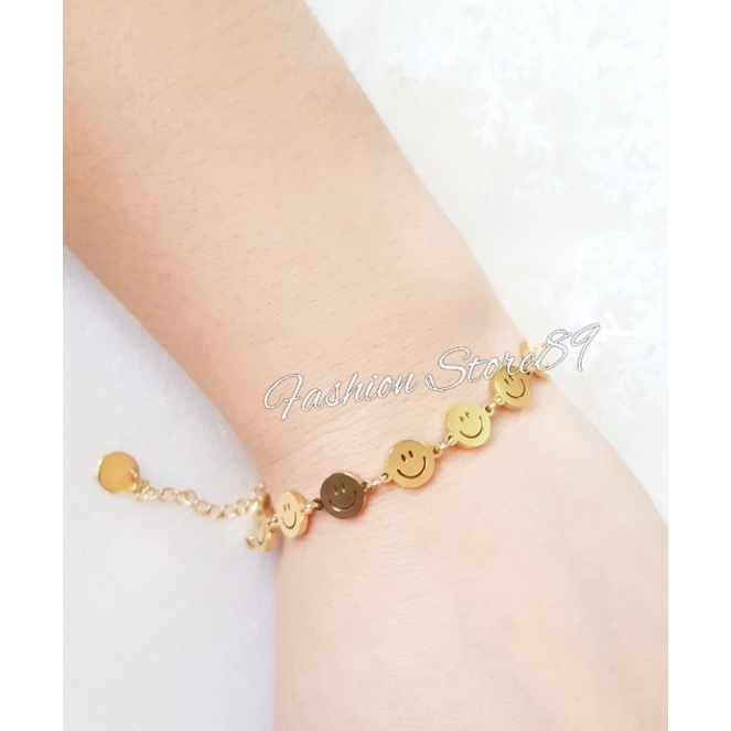 Gelang Smile Impor Titanium gelang tangan Rantai Smile Silver Emas impor Antikarat Fashion