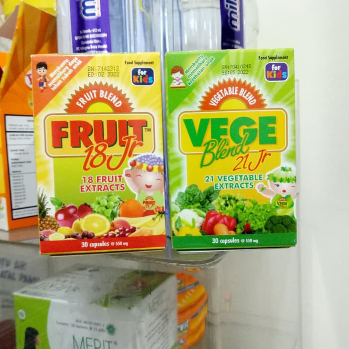 fruit blend 18jr dan vegetable blend 21jr for kids 30 kapsul 330mg