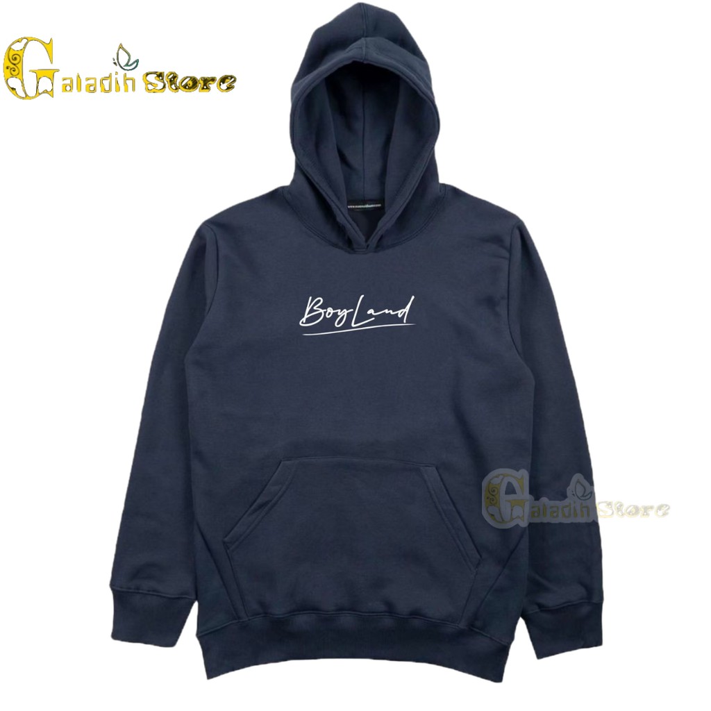 Hoodie pria distro original brand terbaru Boyland Biru Dongker Unisex Cowok Cewek M-XXL COD