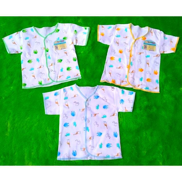 3 Baju Bayi SNI Tangan Pendek Atasan Newborn Kancing Depan Saffenda WD-5