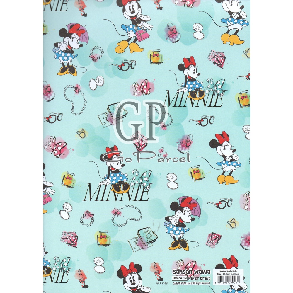 ( 5 Lembar ) KERTAS KADO MINNIE MOUSE AND FRIENDS - GIFT WRAP PAPER SANSAN WAWA DISNEY DAISY DUCK / DONULD DUCK