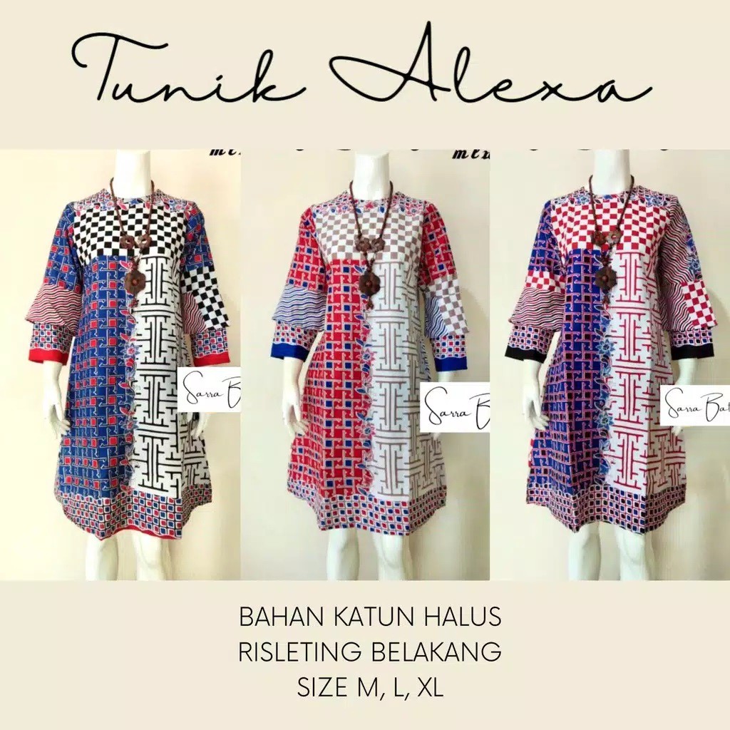 Tunik Alexa Batik Seruni Batik Midi Batik Kerja Pesta Kondangan Gaul Cantik Muslim