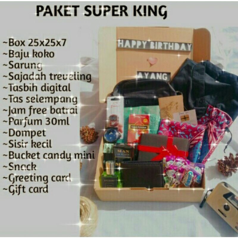 

HAMPERS COWO BAJU KOKO DAN SARUNG KEKINIAN GIFT BOX MURAH KADO ULANG TAHUN