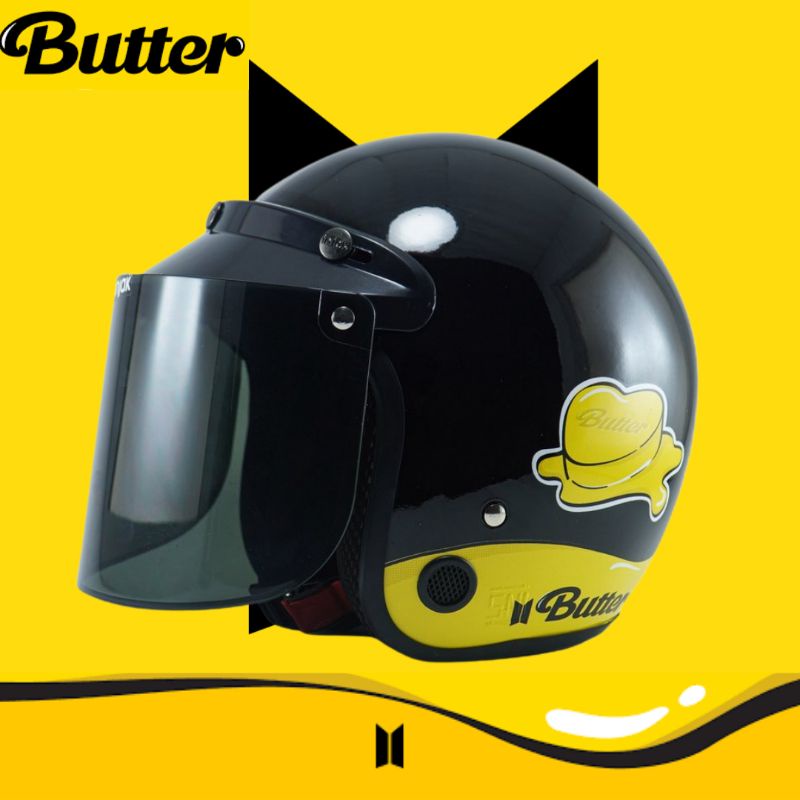 Helm Bogo Wanita Pria Dewasa Retro Full Leher Motif BTS Butter Cod Termurah