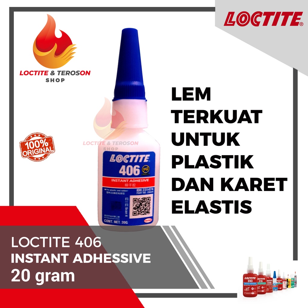 

LEM BENING TERKUAT LOCTITE 406 MEREKATKAN PLASTIK DAN KARET ELASTIS
