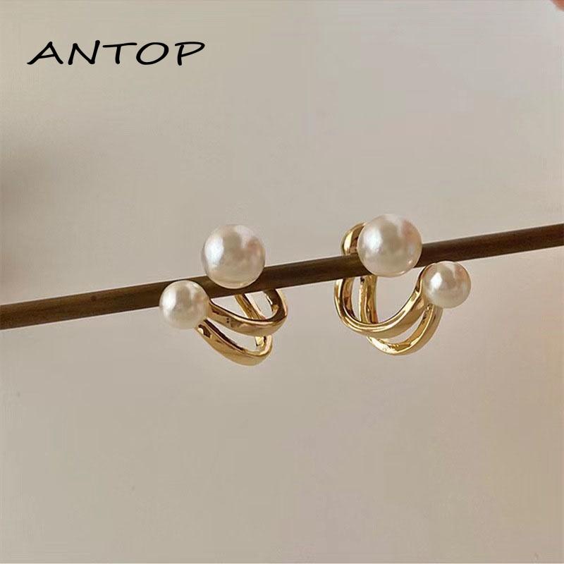 Anting Stud S925 Silver Needle Aksen Mutiara Gaya Korea Untuk Wanita