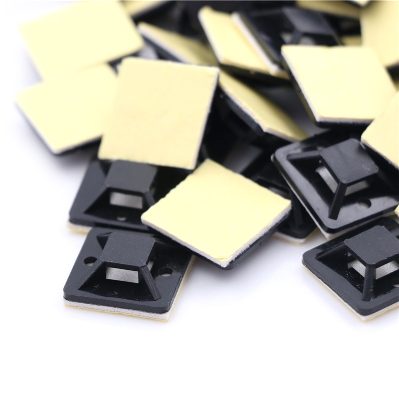 【Theredsunrisesiwy.id】100 Pcs Self Adhesive Cable Tie Mount Base Holder 20 x 20 x 6mm