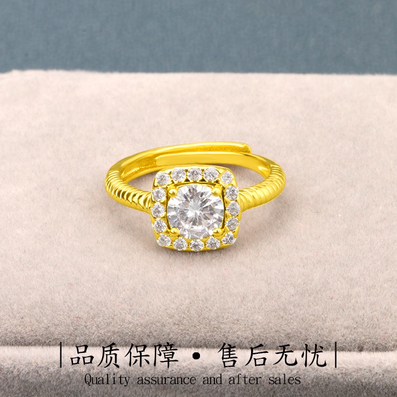 Ornamen Cincin Berlian Warna Emas Gaya Eropa Amerika Korea Untuk Pasangan