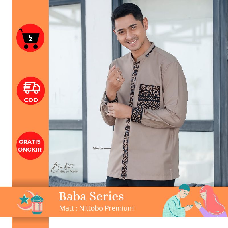 Terlaris ✓ AR By Arya Saloka Baba Series Ori Kemko Kemeja Koko Lengan Panjang Baju Atasan Pria Best 