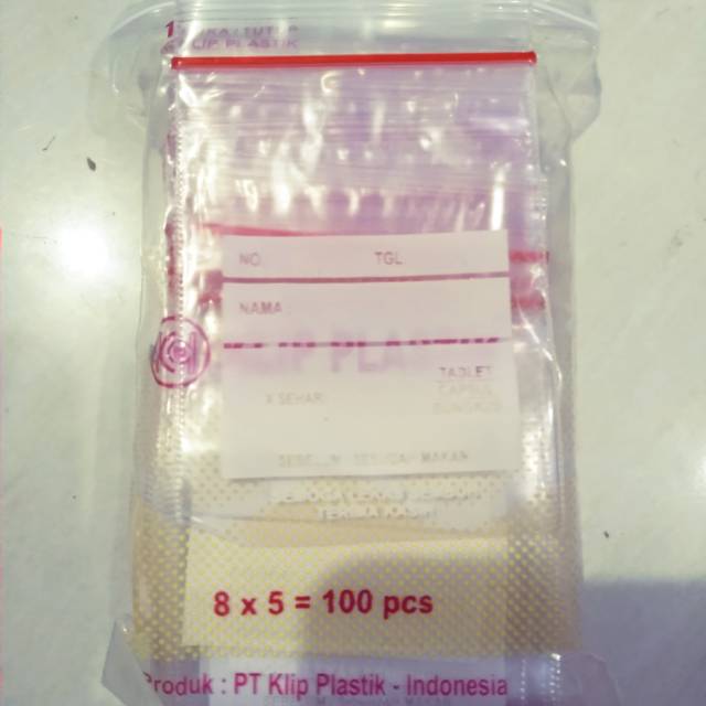 Plastik klip obat 8x5 bening