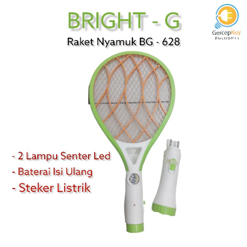 Raket Nyamuk + Senter LED Putih 2 in 1 Bright BG - 628