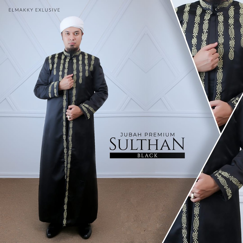 JUBAH PREMIUM SULTHAN BLACK BY ELMAKKY EXCLUSIVE | GAMIS PRIA JUBAH PRIA JUBAH GAMIS PENGANTIN