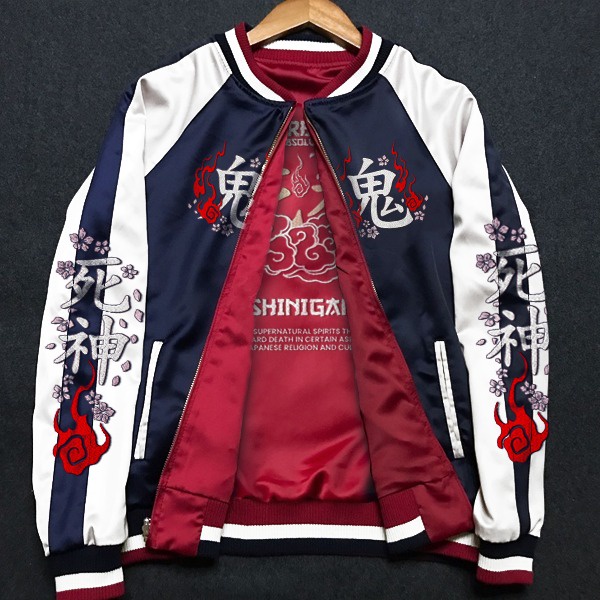 Dhozen Jaket Sukajan Shinigami Embroidery Two In One A214