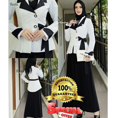 Gamis PDH / Gamis PDH wanita guru / Gamis PDH hitam putih / Gamis PDH / Gamis PDH TOYOBO premium / g