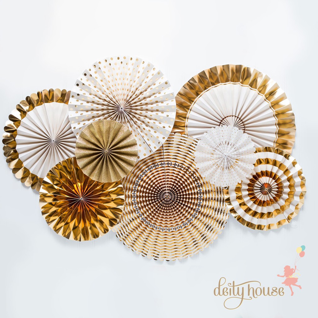 

A Set of Paper Fan Pinwheel - Gold