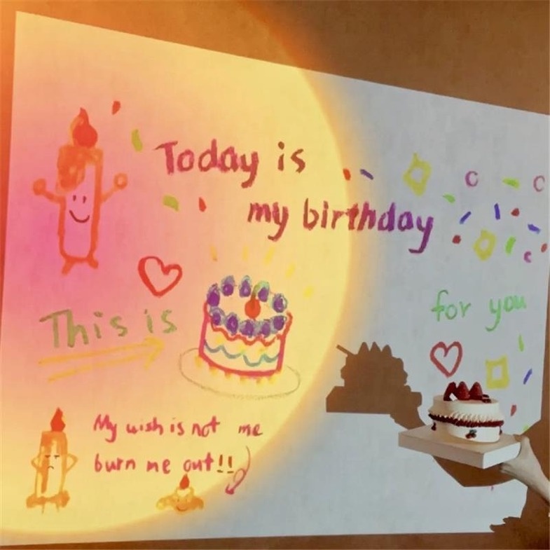 Proyektor Mini Ulang Tahun Portable Backdrop Mini Birthday Projector Party Lamp Cute Birthday Gift Idea Murah