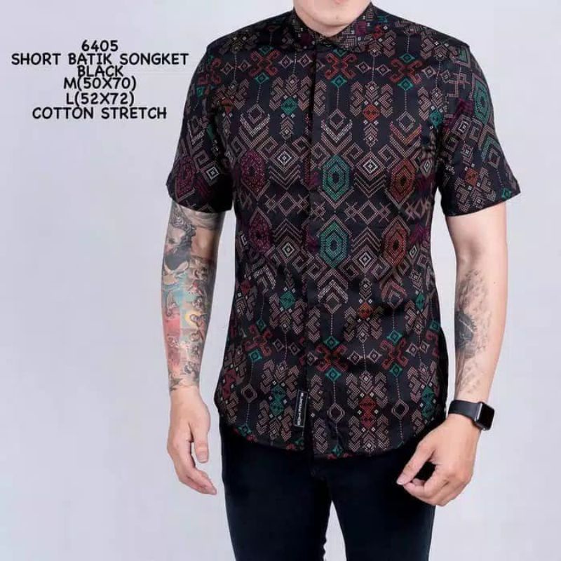 Lnstore Kemeja Batik Songket Premium Pria Lengan Panjang Kemeja Batik Songket Cowok